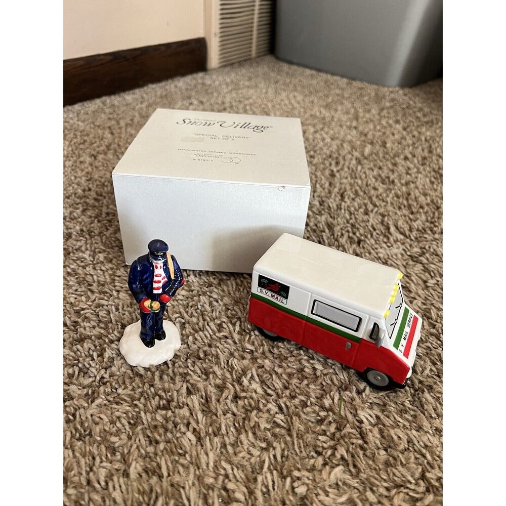 Department Dept 56 Snow Village “Special Delivery” Set of 2 Mailman In Box